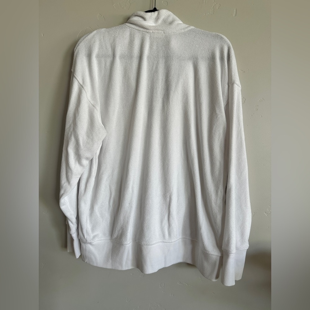 Aerie offline terry cloth quarter zip sweatshirt sz M white - Picture 2 of 6